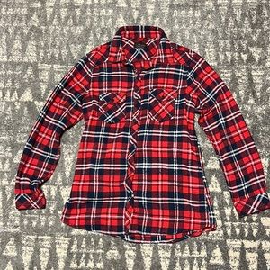 Ci Sono M plaid red button up